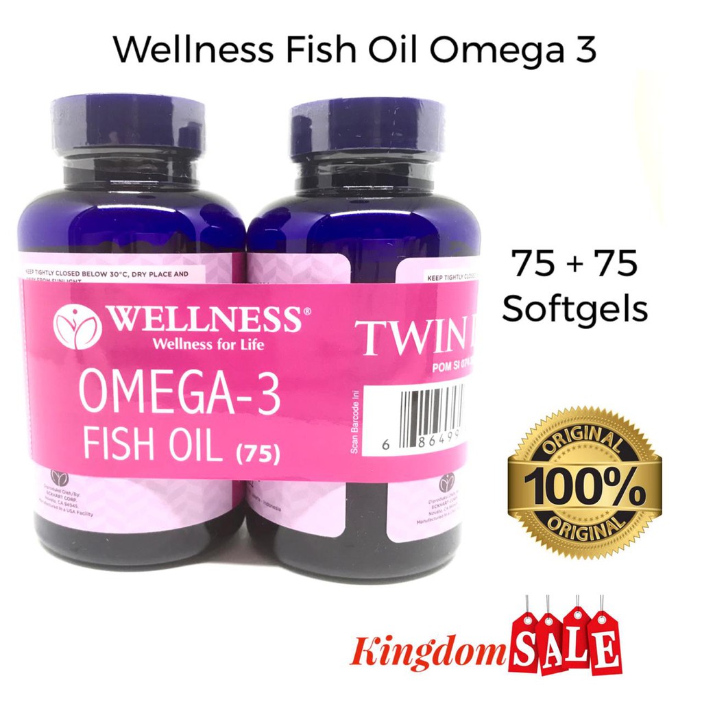 Jual Wellness Omega 3 Fish Oil 1000mg 75 Softgel Minyak Ikan ( Buy 1