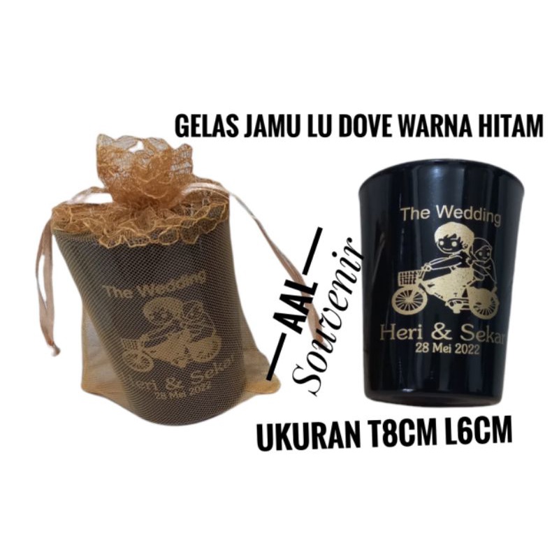 Jual Souvenir Gelas Jamu Warna Hitam Glossy Free Sablon Nama Dan Tileu Shopee Indonesia 2406