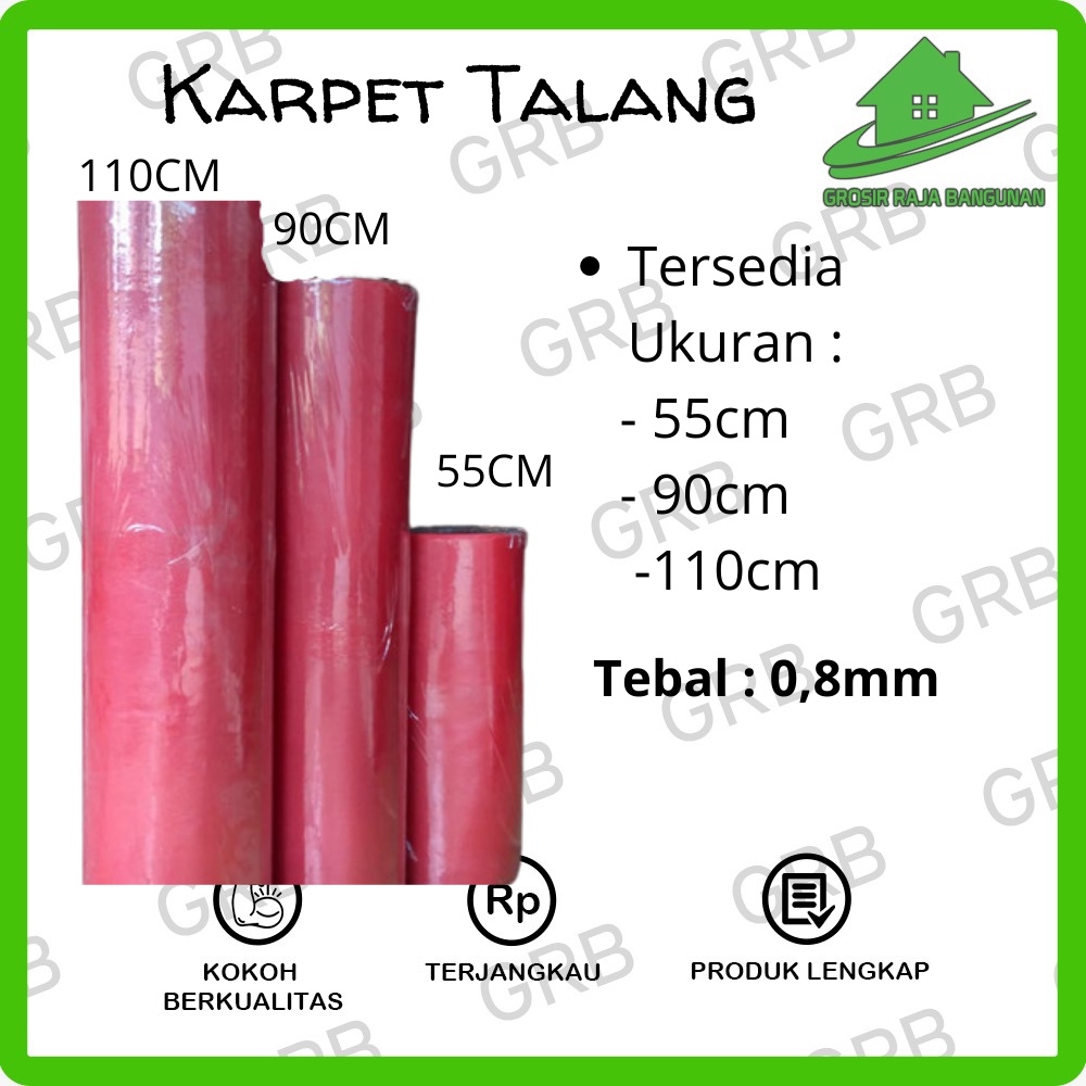 RAJA Karpet Talang Merah Hitam Ukuran 55cm, 90cm, 110cm