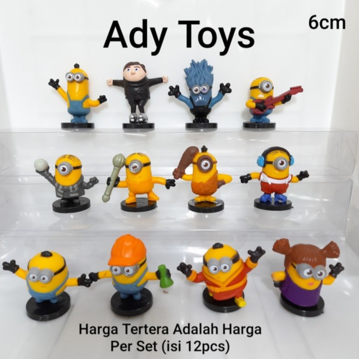 Jual 12pcs/Set Minion Minions Action Figure 6cm Model B - Minions 12pcs ...