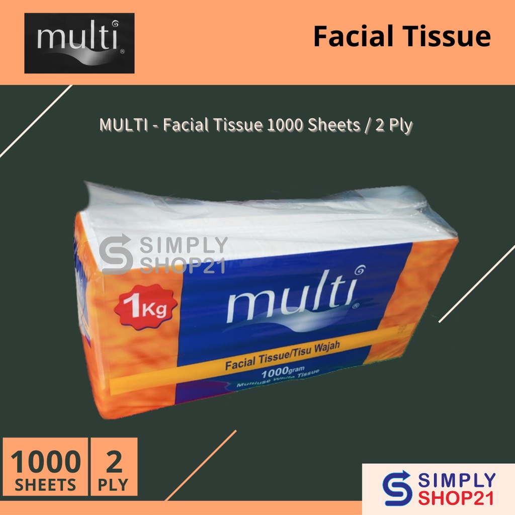 Jual Tisu Tissue MULTI 1000 Sheets / 2 Ply Facial Tissue | Shopee Indonesia