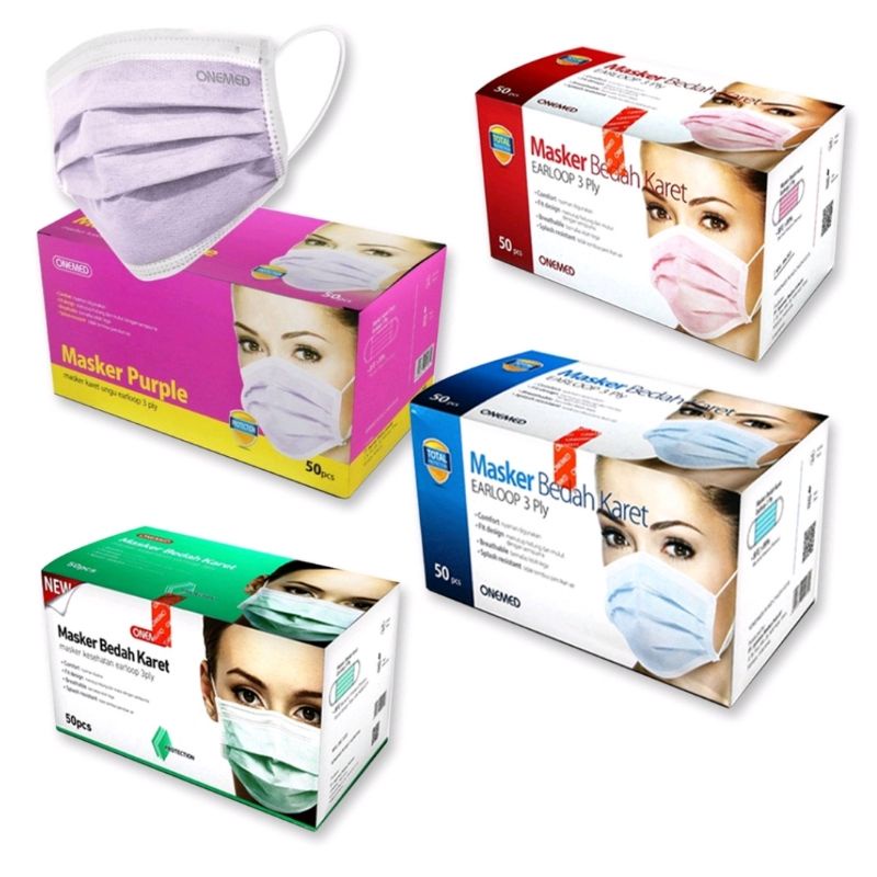 Jual Masker Bedah Karet Onemed Medis 3PLY Isi 50 | Shopee Indonesia