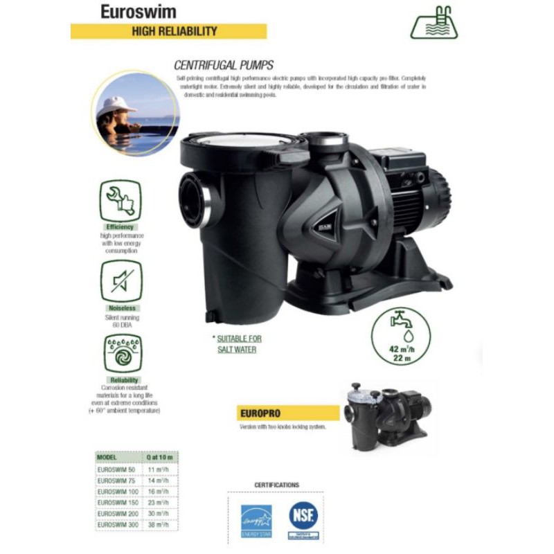 Jual Pompa Air Kolam Renang 1 HP DAB Euroswim 100M + Tabung Sand Filter ...