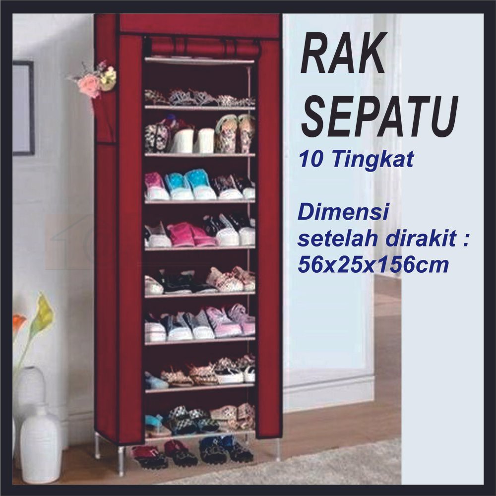 Jual Rak Sepatu 10 Tingkat Cover GAMBAR 3D - Shoes Rak 10th 9Ruang ...