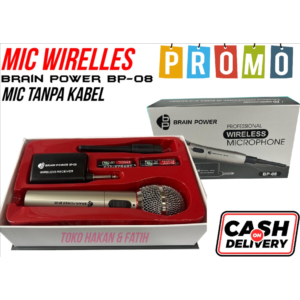 Jual Brain Power BP-08 Profesional Microphone Single Wireless - Mic ...