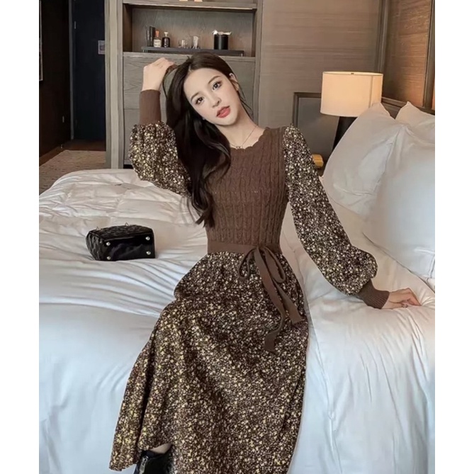 knee length dresses for ladies Lucia Knit Midi Dress in Burgundy