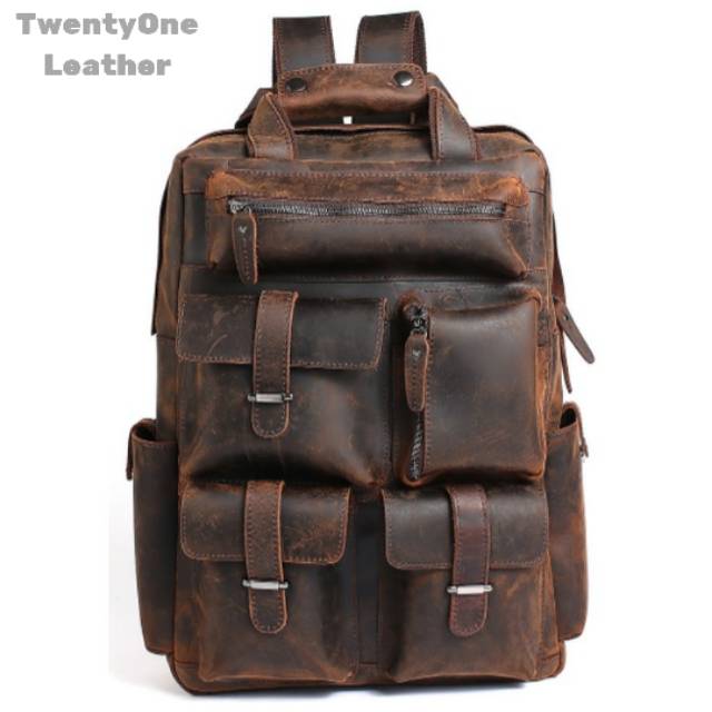Jual Tas Pria Backpack Kulit Pria / Tas Ransel Kulit Kuda Asli