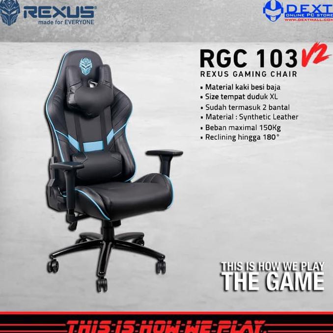 Jual Rexus Rgc 103 V2 Blue Gaming Chair | Shopee Indonesia