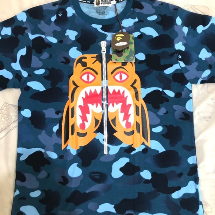 Bape A bathing Ape Gradation Camo Tiger Tee Blue Original BNIP (Brand New  in Plastic)