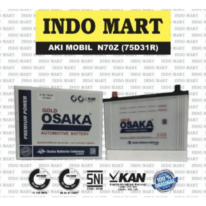 Aki Mobil Chevrolet Captiva Diesel Nissan Cedric Isuzu Elf Pajero Kuda L-300 Diesel N70Z 12V 75Ah (OSAKA NS70Z)