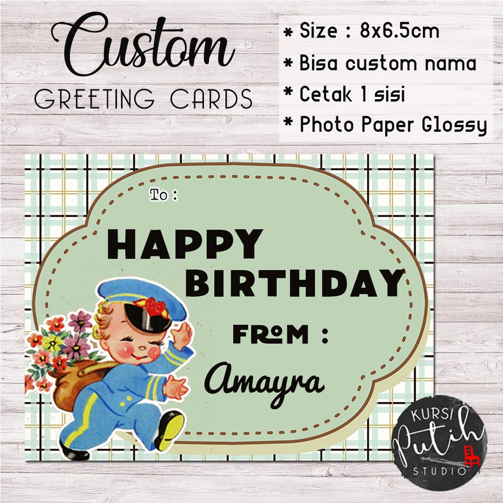 Jual Kartu Ucapan Selamat Ulang Tahun / Birthday Greeting Vintage Retro