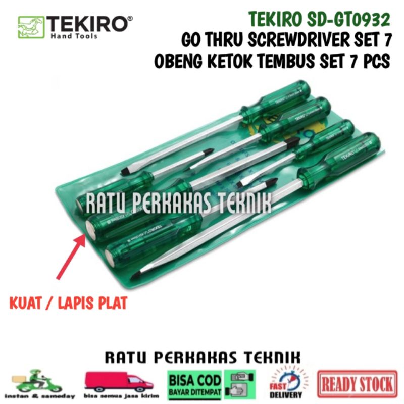 Jual Obeng Set Tekiro Pcs Go Thru Screwdriver Sd Gt Obeng Ketok Getok Tembus Hijau