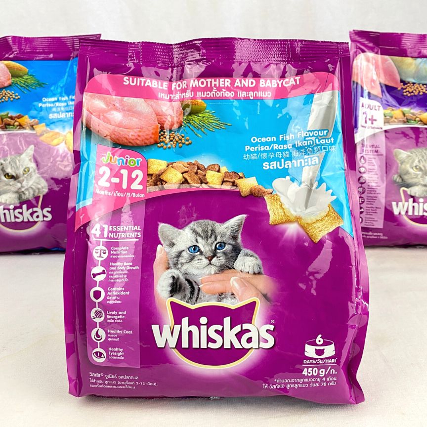 Jual WHISKAS Makanan Anakan Kucing Junior OCEAN FISH with Milk 450gr