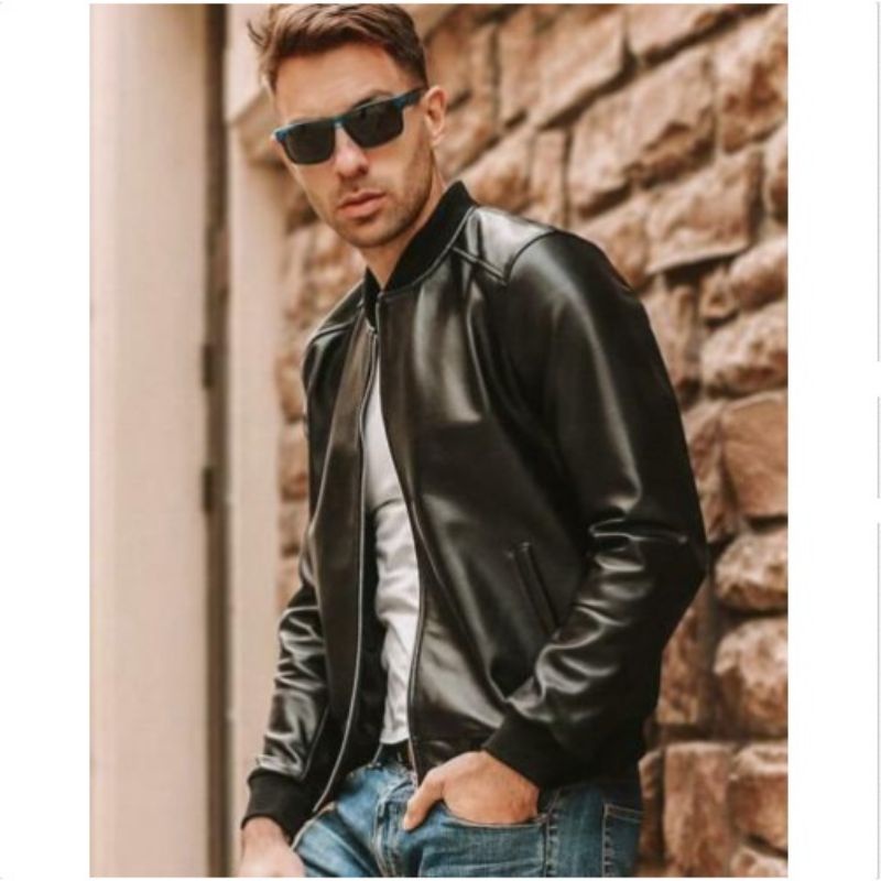 Jual JAKET KULIT BOMBER/JAKET KULIT PRIA TERBARU/JAKET KULIT KEREN ...