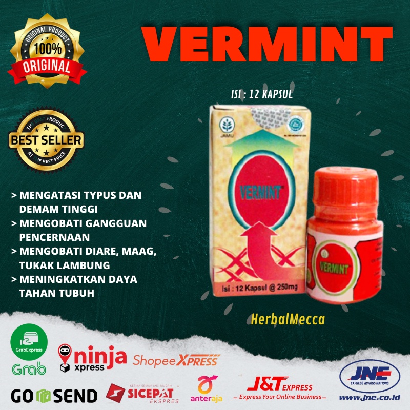 Jual Vermint Kapsul Cacing Obat Tipes Demam Tinggi Asma Paru Liver