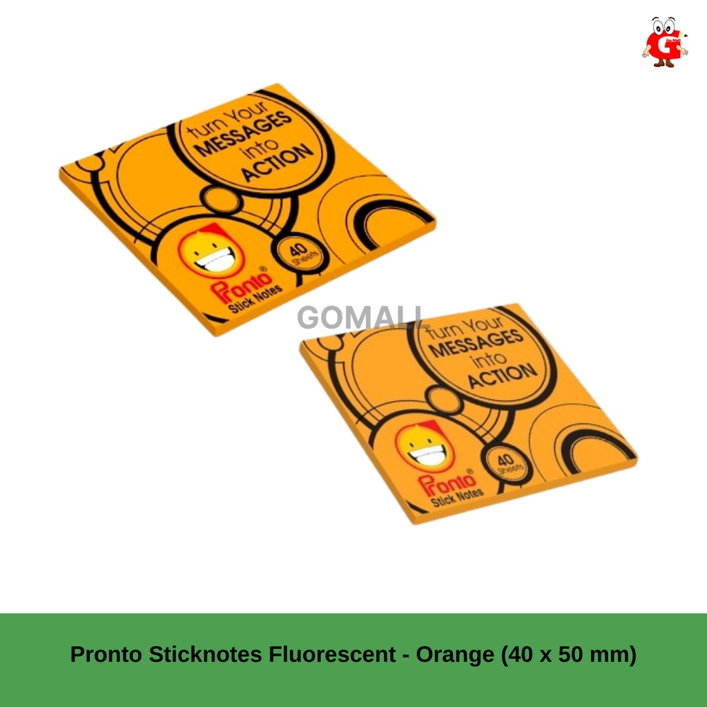 Jual Pronto Sticknotes Fluorescent - Orange (40 x 50 mm) | Shopee Indonesia