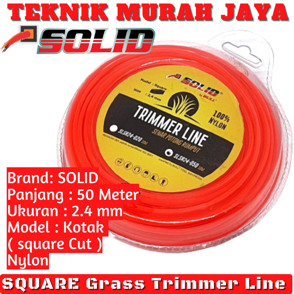 Jual SOLID Senar Mesin Potong Rumput Grass Weed Trimmer Line Kotak 50m ...