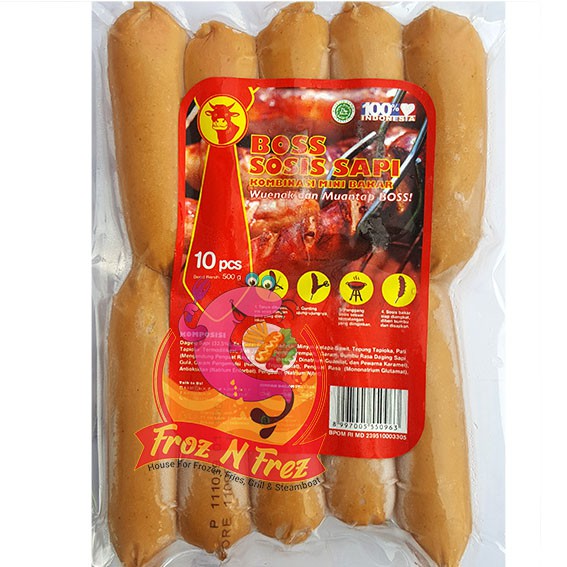 Jual BOSS Sosis Sapi Bakar Mini 500 Gram 10 Pcs Original Shopee Indonesia