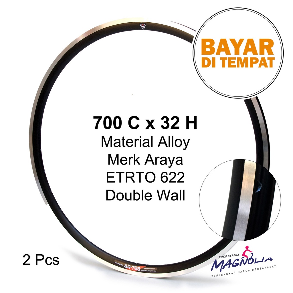 Jual Rim Velg Sepeda Roadbike Balap 700 C - 32H Alloy Double Wall Araya ...