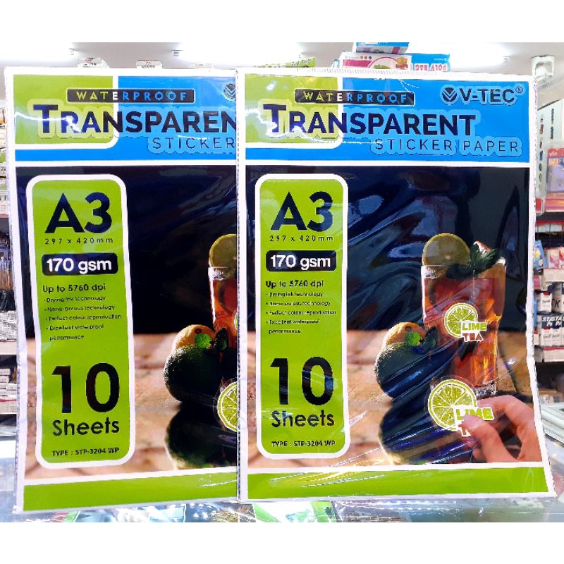 Jual V-TEC STICKER TRANSPARENT A3 170GSM | Shopee Indonesia