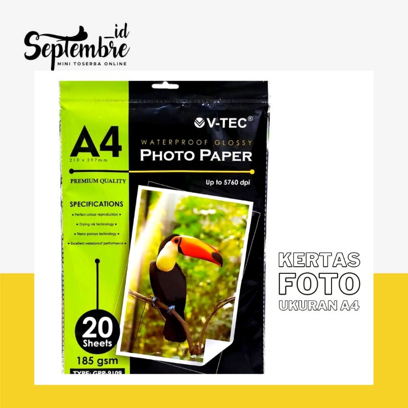 Jual Kertas Foto A4 Glossy Harga Per Lembar VTec Glossy Photo Paper A4