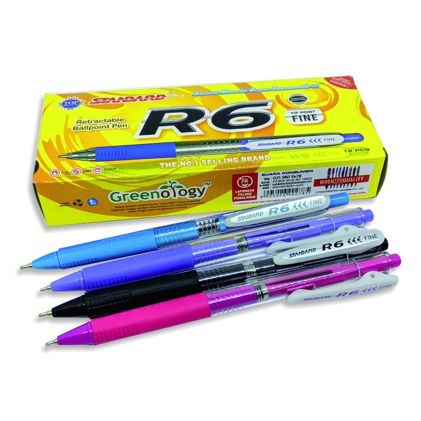 Jual Standard Pen - R6 Isi 12 pcs ( Pulpen, Pena, Ballpoint ) | Shopee ...