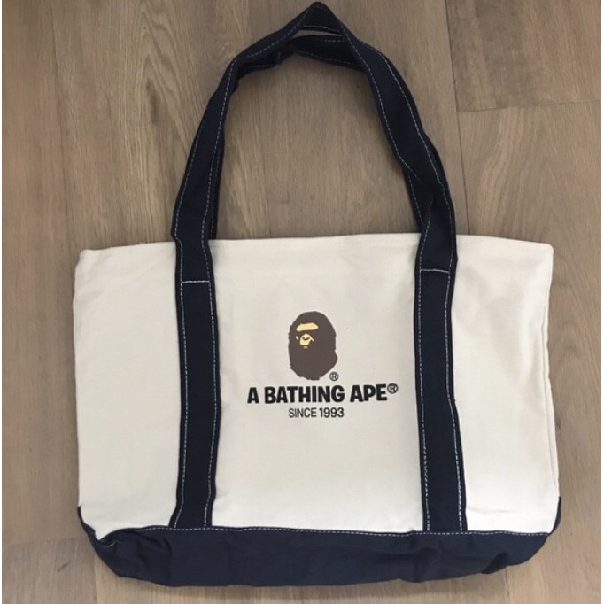 A Bathing Ape BAPE Natural Canvas Tote Bag 100 ORIGINAL