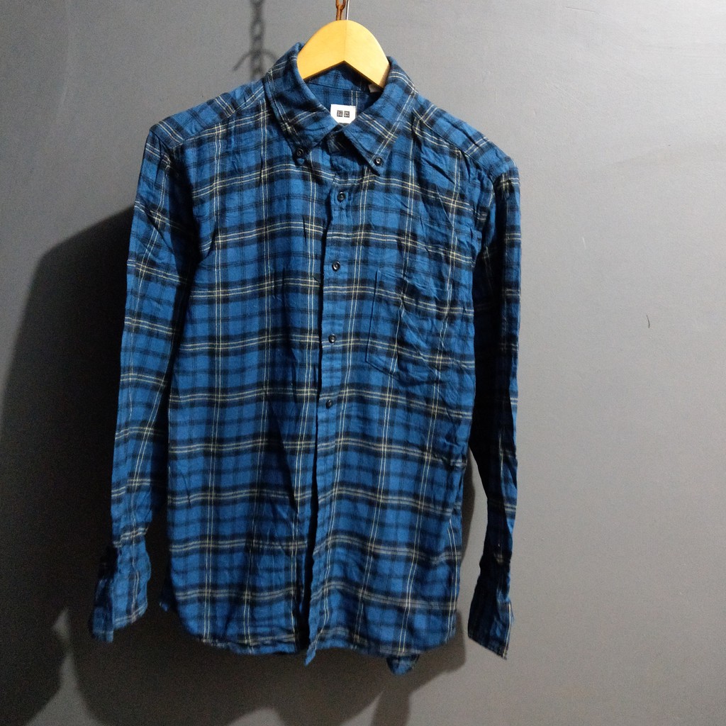 jual-original-uniqlo-size-m-made-in-china-kemeja-flanel-kerah-button