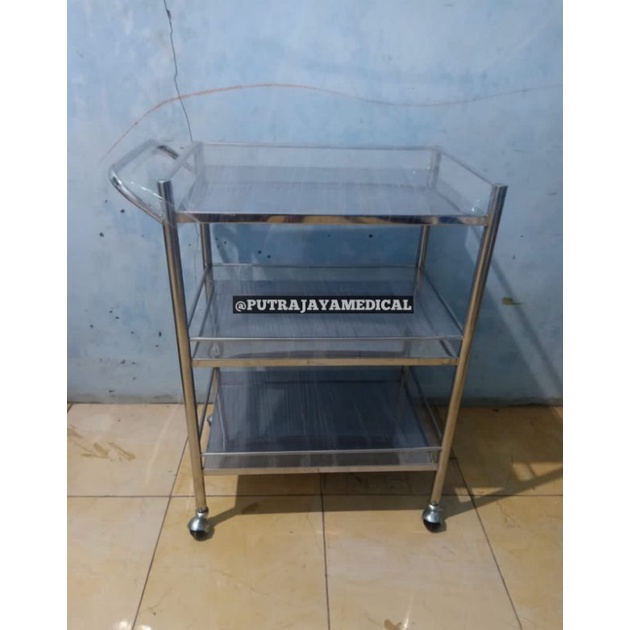 Jual Troli Instrumen Rak Susun Stainless Trolley Instrumen Meja Instrumen Trolley Medis