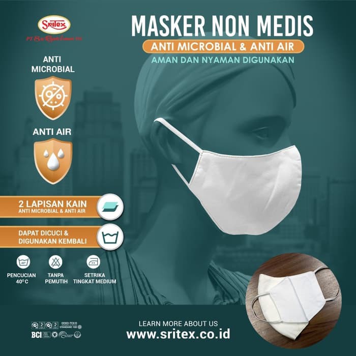 Jual Masker Kain Non Medis Anti Mikrobial Dan Air Sritex (100 Pcs ...