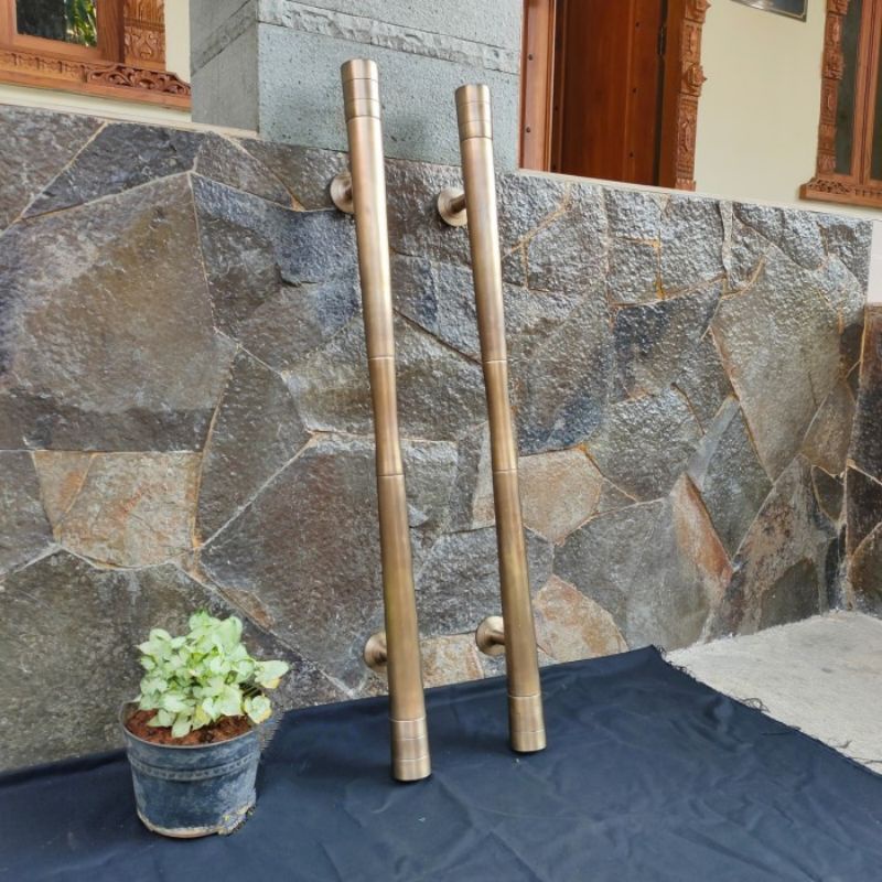 Jual Handle Pintu Tarikan Pintu Rumah Kuningan Motif Polos Lerek Garis
