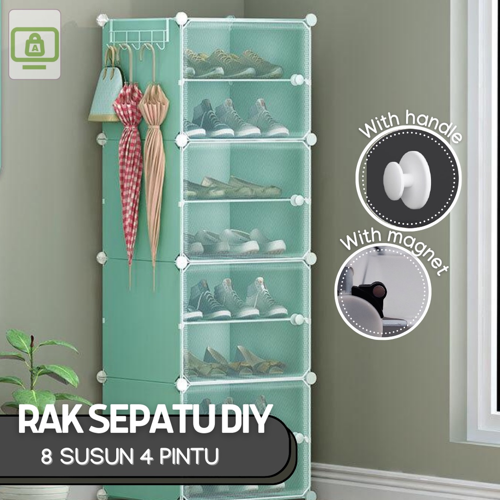 Jual Alby Mart - Rak Sepatu 8 Susun 4 Pintu Tempat Penyimpanan Sepatu ...