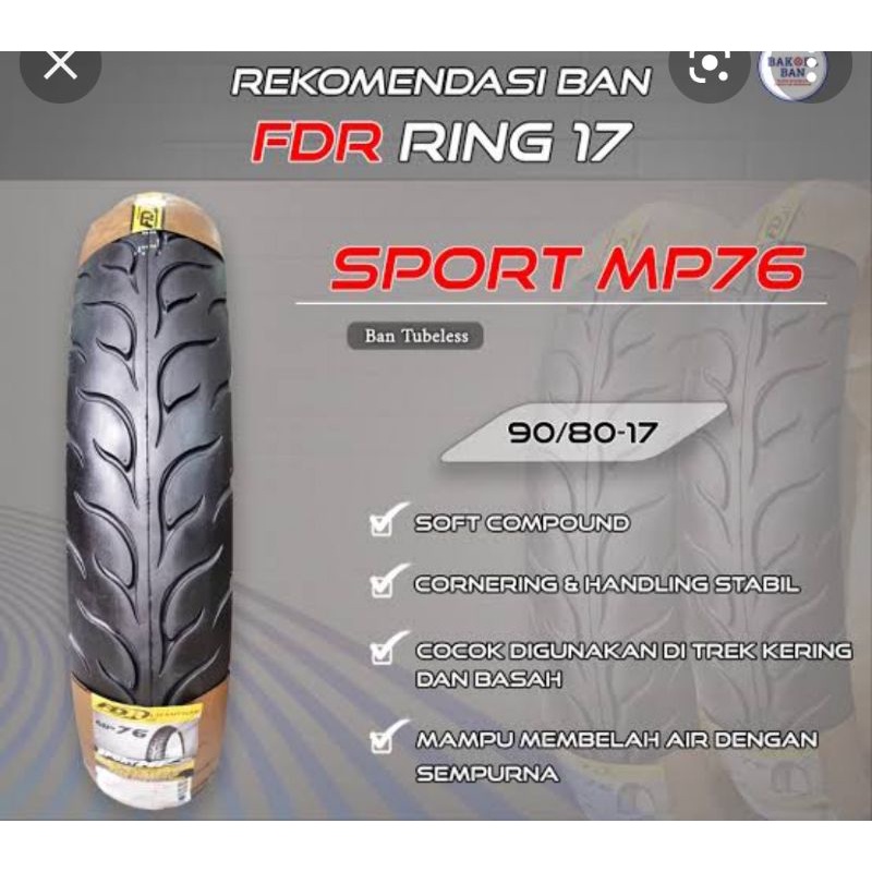Jual FDR Tubeles Ban Motor FDR 90 80 17 / MP76 Balap Racing Tire Soft ...