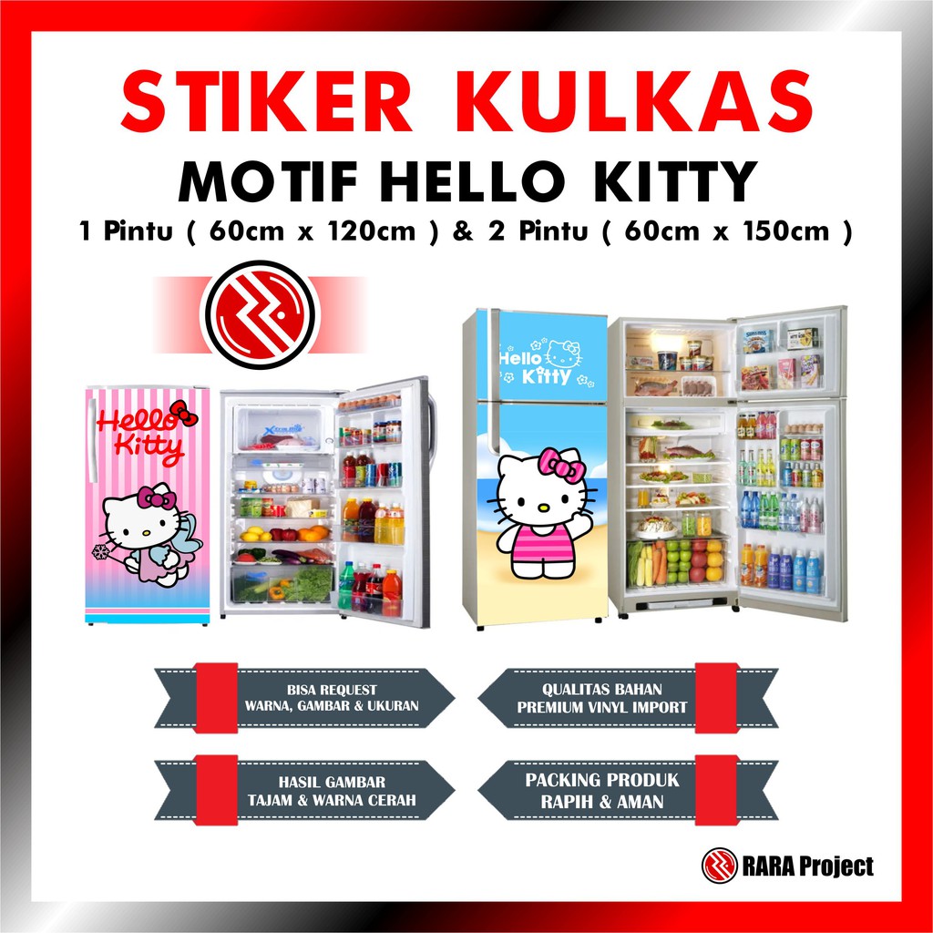Jual Stiker Dekorasi Kulkas 1 & 2 Pintu motif HELLO KITTY | Shopee ...