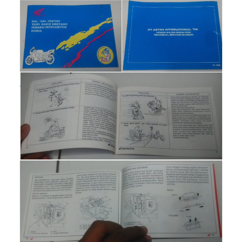 Jual MANUAL BOOK HONDA UNIVERSAL Buku Petunjuk Penggunaan Pemakai Motor