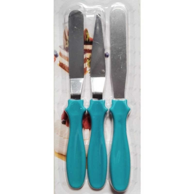Jual 3in1 Pisau Hias Poles Kue Set Spatula Cake Palet Knife Baking