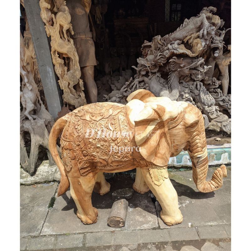 Jual Patung Gajah Ganesa Hiasan Outdor Kayu Trembesi Shopee Indonesia