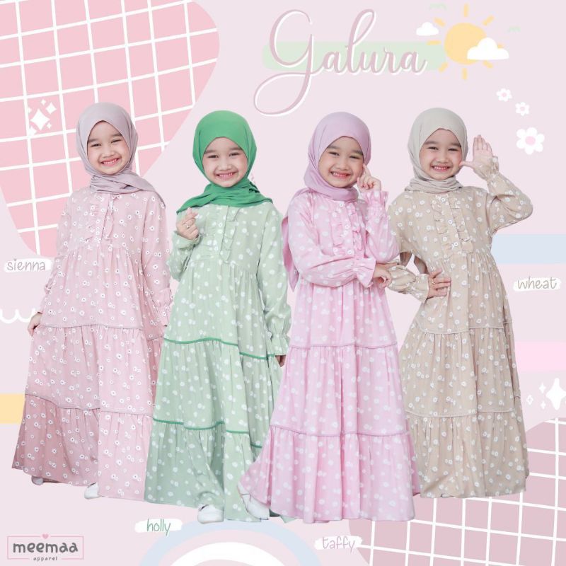 Jual Pakaian Muslim Anak Perempuan Meema Galura Series 1-3 Tahun ...