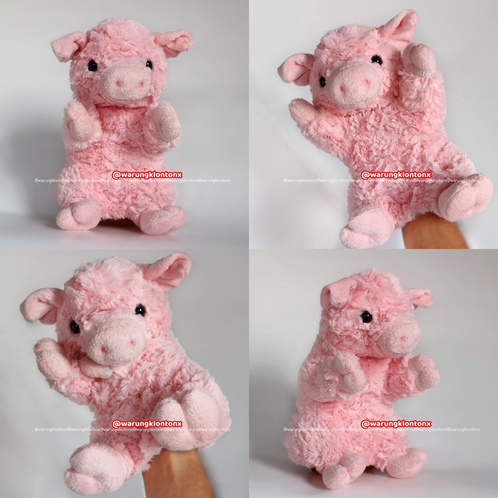 Jual Boneka Tangan Babi 12" Pig Hand Puppet Plush Toys Kualitas Export