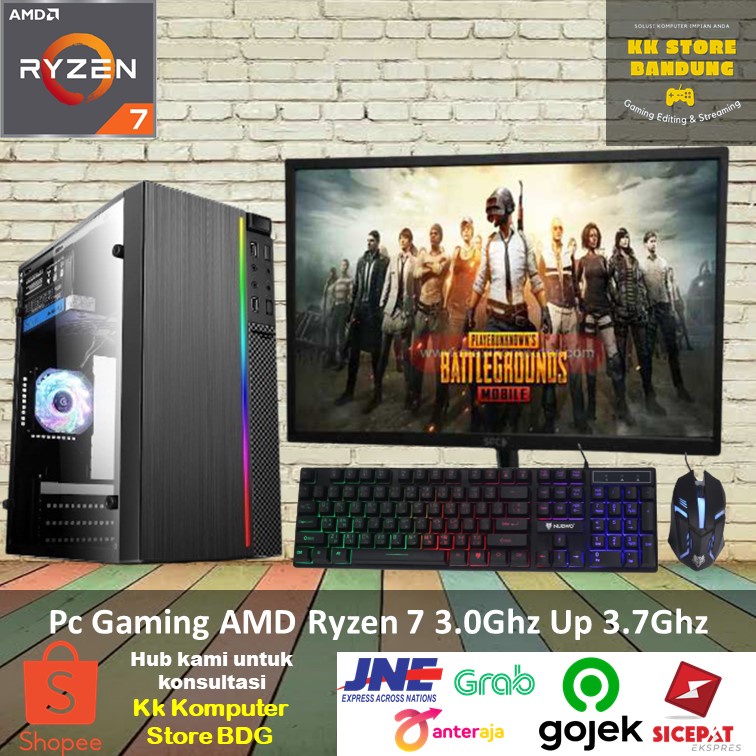 Jual Pc Rakitan Gaming amd Ryzen 7 ram 8gb full set monitor siap pakai ...