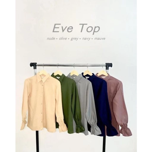EVE TOP BLOUSE KEMEJA WANITA LENGAN SERUT | AutoStock