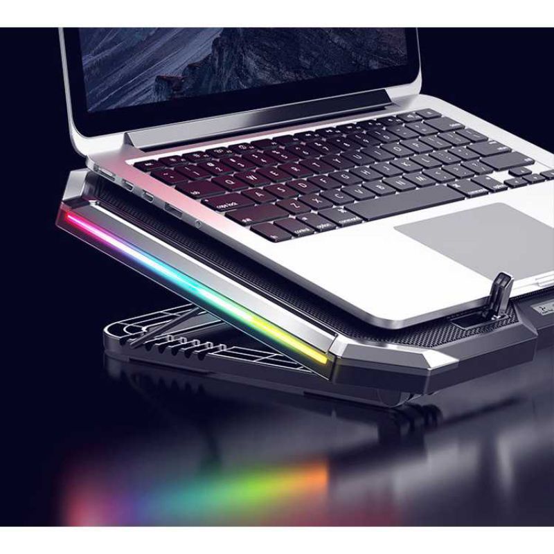 Jual Nuoxi Mc Gaming Cooling Pad Laptop Silver Led Rgb Light Fan