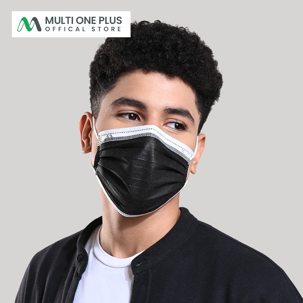 Jual 5 PLEATS SHIELD MASK 45 GSM BLACK TALI PUTIH | Shopee Indonesia