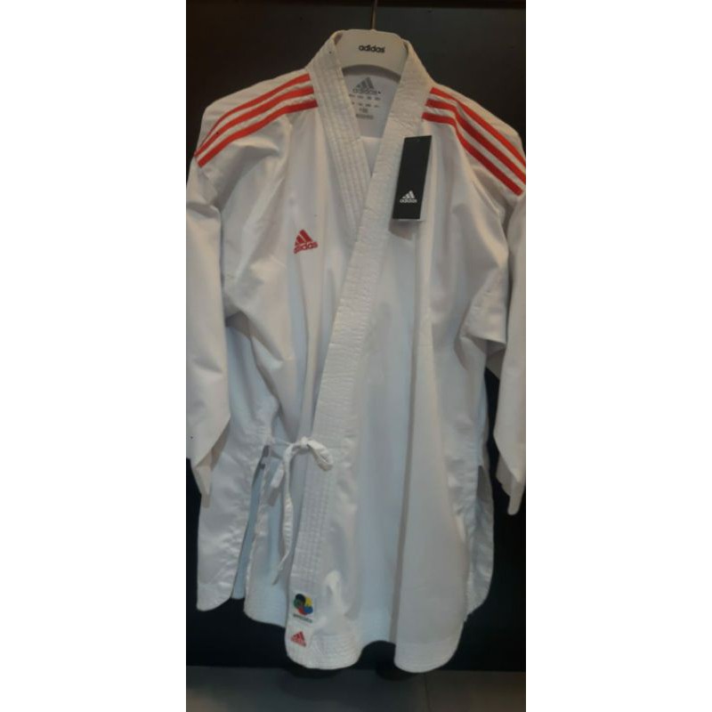 Baju Karate Adidas Kumite WKF Approved 3 Stripe Red White Blue