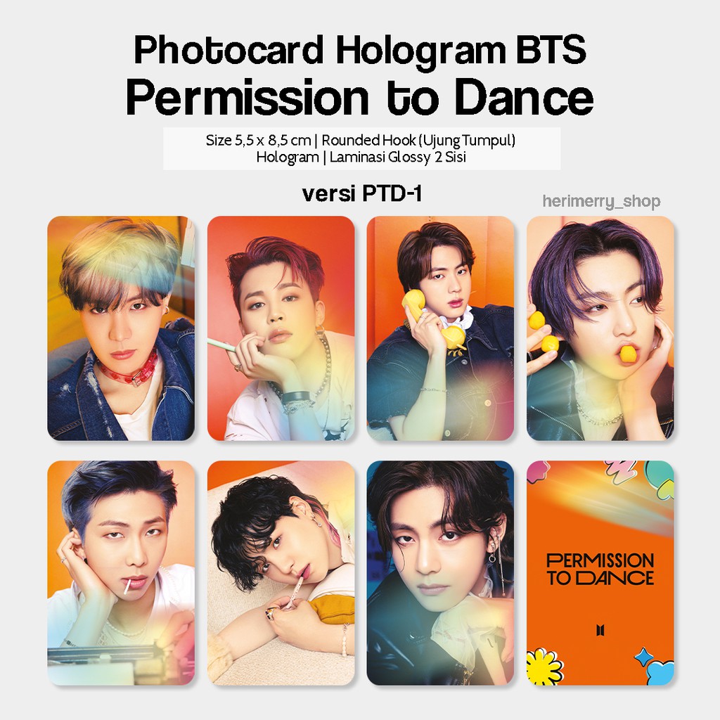 Jual Photocard Hologram Bts Permission To Dance Photo Card Premium Kpop Kartu Foto Member 3520