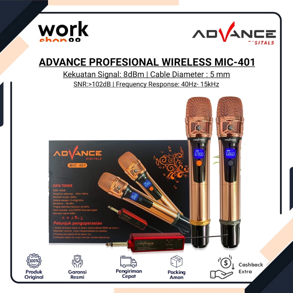 Jual New Advance Mic Wireless Profesional Dual 401 ( Tanpa Kabel