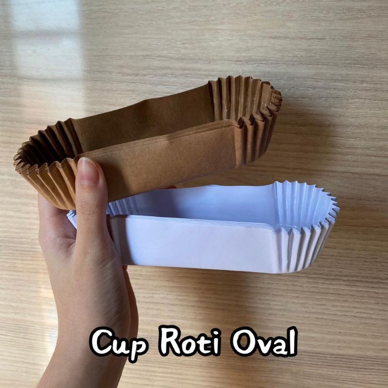 Jual Cup Roti Oval uk. 200 x 110 mm ~ Brown & White | Shopee Indonesia