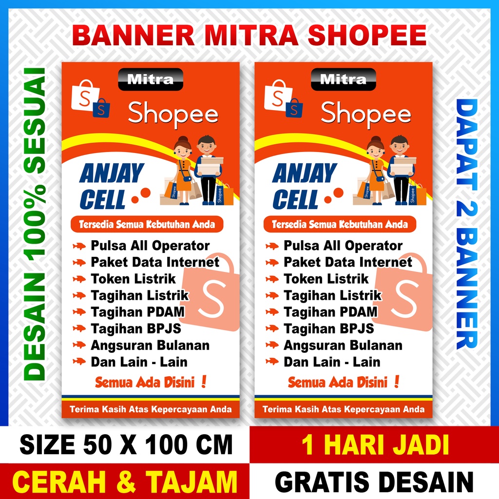 Jual BANNER SPANDUK SHOPEE OLSHOP PAKET 2 BANNER | Shopee Indonesia