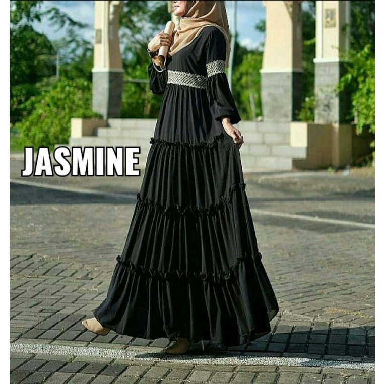 Jual Abaya Gamis Hitam Dubai JASMINE Mom & Kids Ceruty Maxi Dress Dubai ...