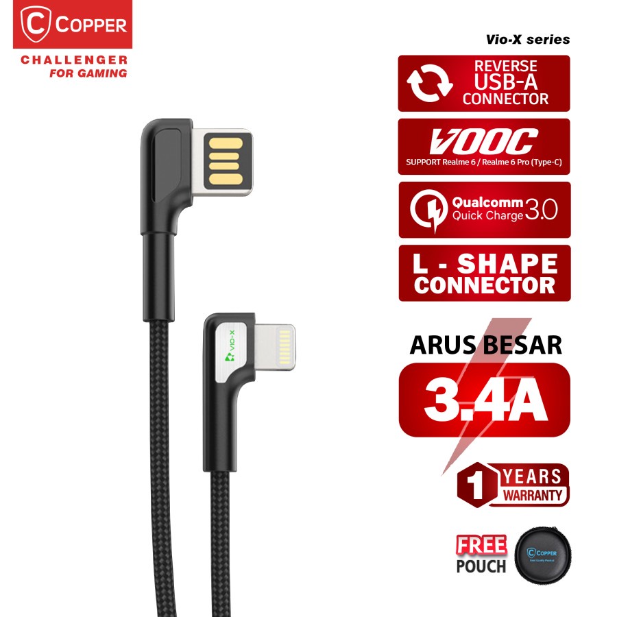 Jual Copper Kabel Data Lightning Gaming Challenger Series Qc 3.0